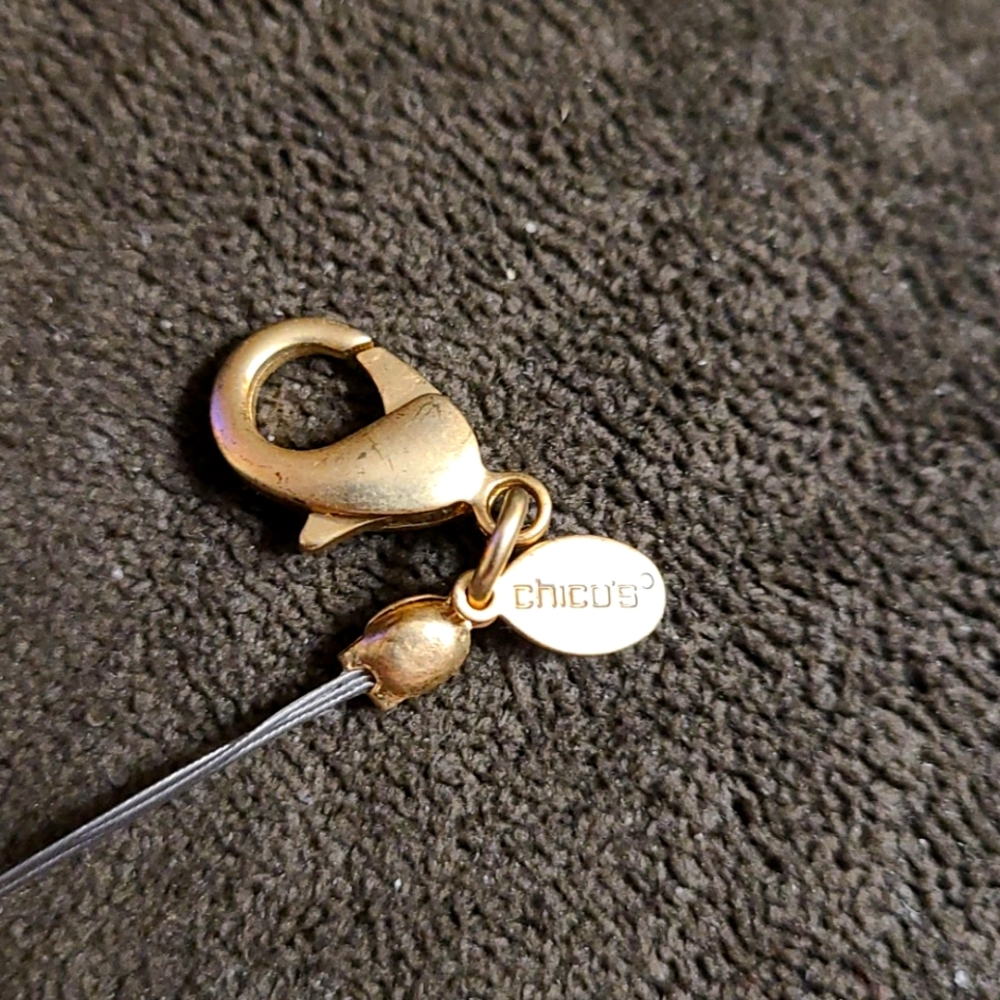 Chico's Gold Drop Necklace w Beads & Rhinestones - Picture 6 of 6